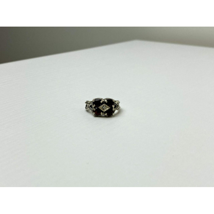 Sky Jewelry Серебряное кольцо 925 проба с Альмандином и Фианитом