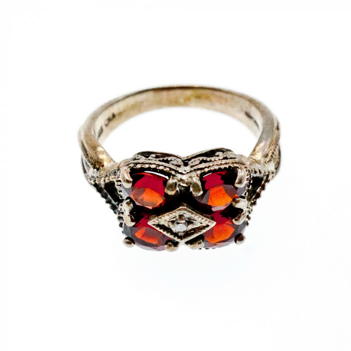 Sky Jewelry Серебряное кольцо 925 проба с Альмандином и Фианитом