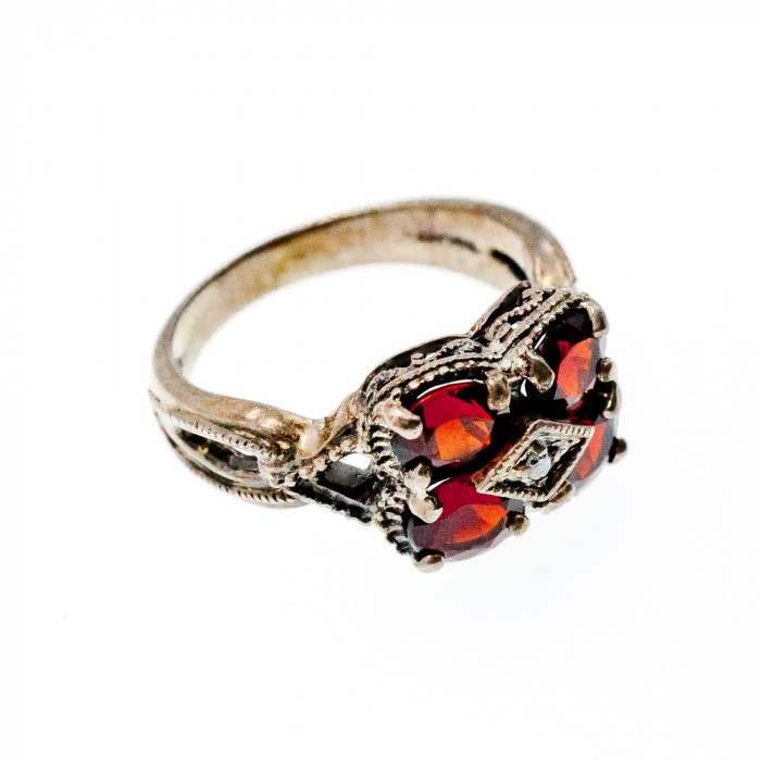 Sky Jewelry Серебряное кольцо 925 проба с Альмандином и Фианитом