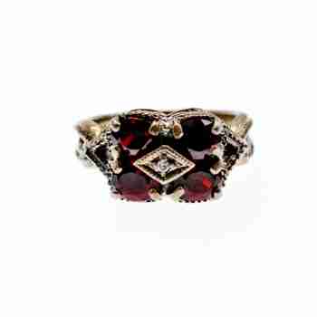 Sky Jewelry Серебряное кольцо 925 проба с Альмандином и Фианитом