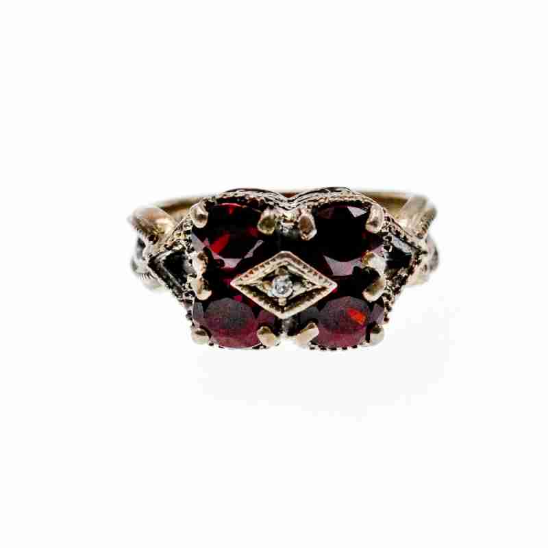 Sky Jewelry Серебряное кольцо 925 проба с Альмандином и Фианитом
