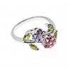 Sky Jewelry Серебряное кольцо с Аметистом Морганитом Хризолитом и Фианитом  *Цветы*