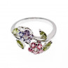 Sky Jewelry Серебряное кольцо с Аметистом Морганитом Хризолитом и Фианитом  *Цветы*