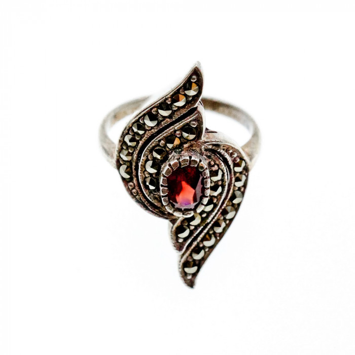 Sky Jewelry Винтажное Серебряное Кольцо с Гранатом