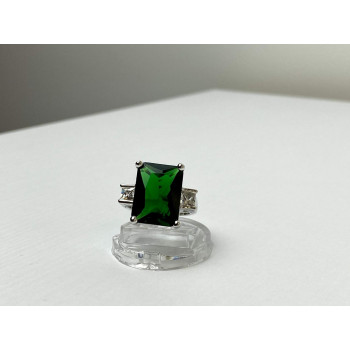 Sky Jewelry Серебряное кольцо с Изумрудом и Фианитами 925 проба