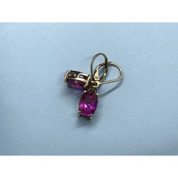 Sky Jewelry Серебряные серьги (позолота) с камнем розовый топаз