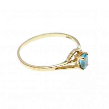 Sky Jewelry Золотое Кольцо 10К (417 проба ) с голубым Топазом и Бриллиантом