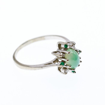 Sky Jewelry Золотое Кольцо с камнями Звездчатый Сапфир , Изумруд и Бриллиант