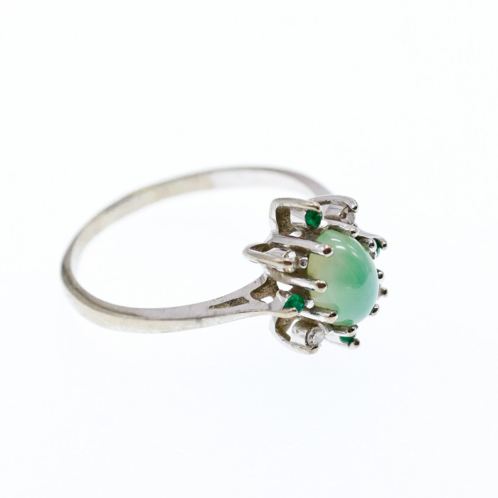 Sky Jewelry Золотое Кольцо с камнями Звездчатый Сапфир , Изумруд и Бриллиант