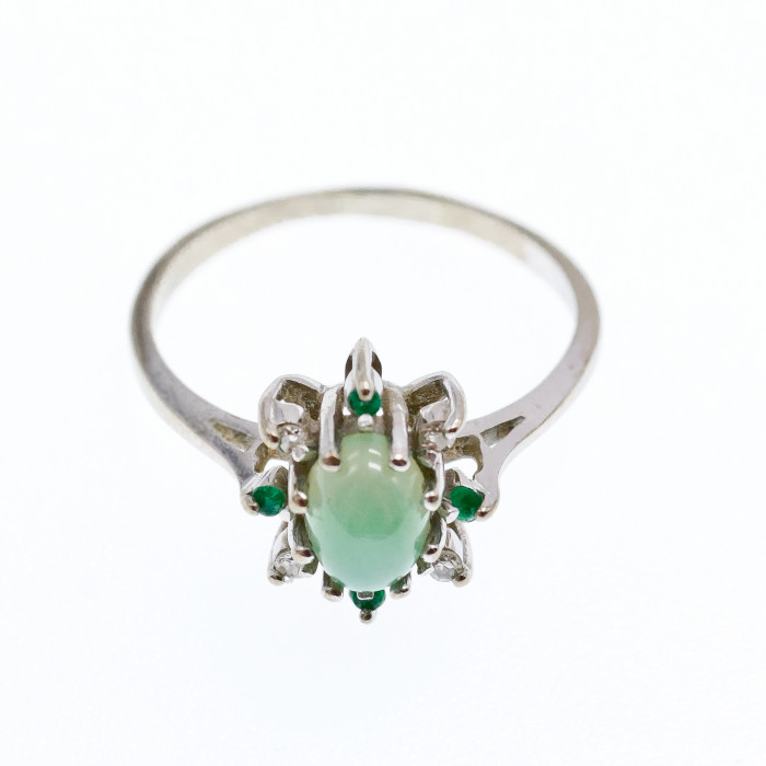 Sky Jewelry Золотое Кольцо с камнями Звездчатый Сапфир , Изумруд и Бриллиант