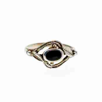 Sky Jewelry Винтажное Серебряное Кольцо с Черным Ониксом