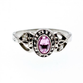 Sky Jewelry Серебряное Кольцо с камнями Розовый Топаз и Гошенит (Берилл)