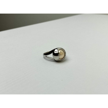 Sky Jewelry Кольцо с Жемчугом и  Фианитами  *Луна*