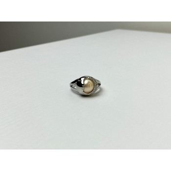 Sky Jewelry Кольцо с Жемчугом и  Фианитами  *Луна*