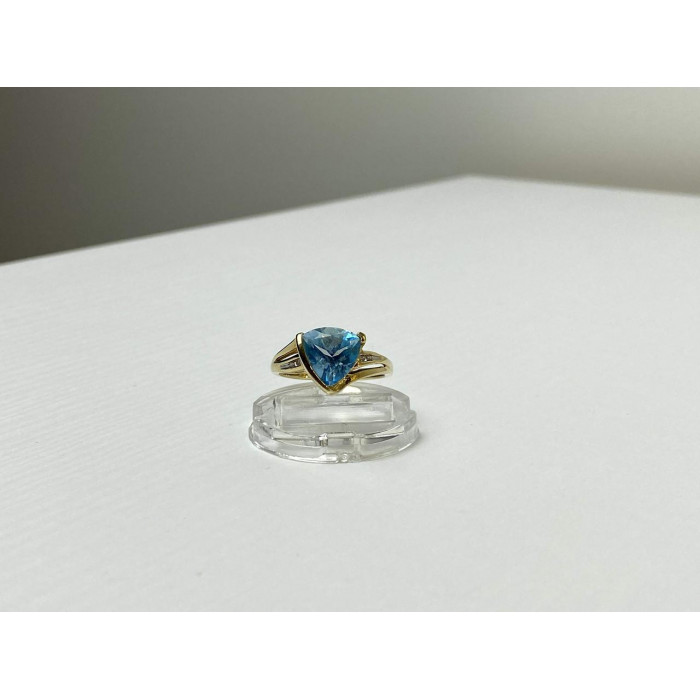 Sky Jewelry Золотое кольцо 10К (417 проба ) с Топазом и Бриллиантами   *Блеск Топаза*