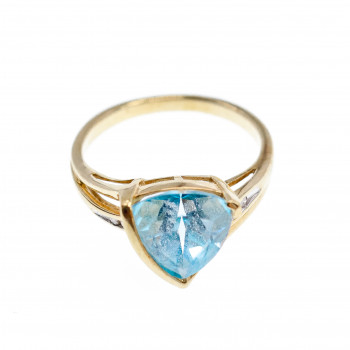 Sky Jewelry Золотое кольцо 10К (417 проба ) с Топазом и Бриллиантами   *Блеск Топаза*