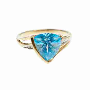 Sky Jewelry Золотое кольцо 10К (417 проба ) с Топазом и Бриллиантами   *Блеск Топаза*