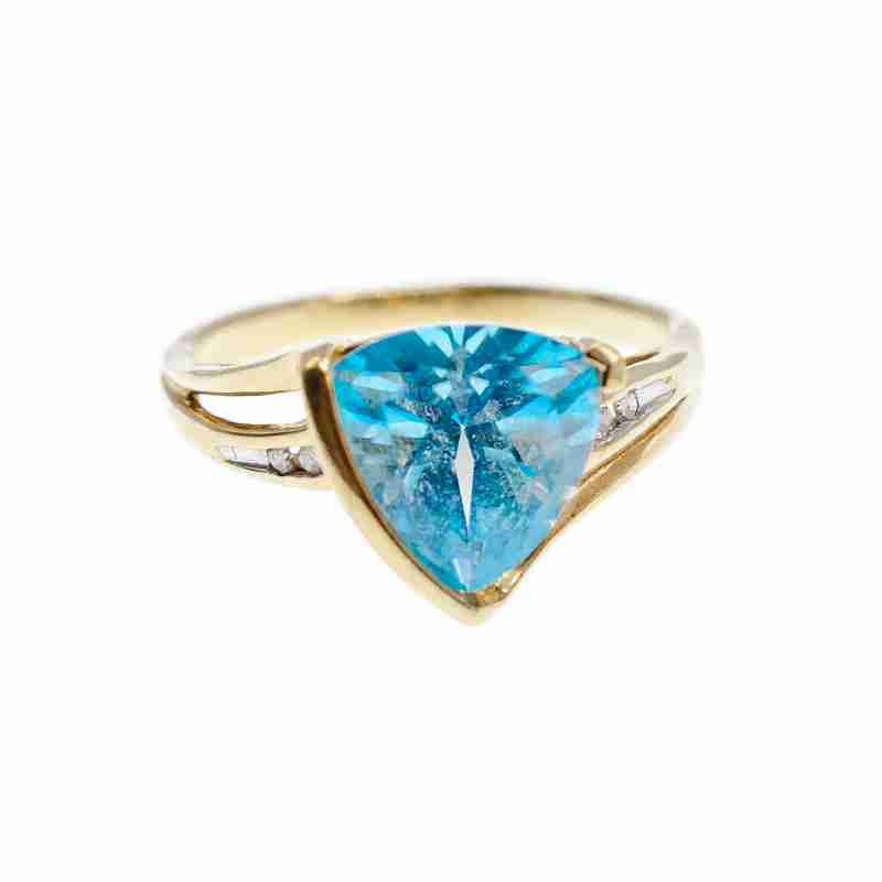 Sky Jewelry Золотое кольцо 10К (417 проба ) с Топазом и Бриллиантами   *Блеск Топаза*