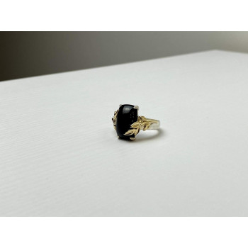 Sky Jewelry Серебряное Кольцо со вставками из позолоты с Черным Ониксом