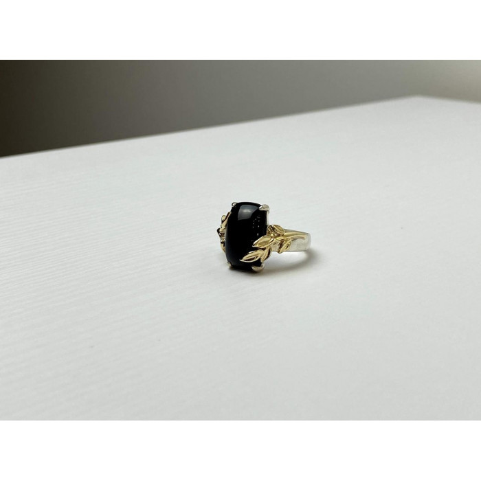 Sky Jewelry Серебряное Кольцо со вставками из позолоты с Черным Ониксом