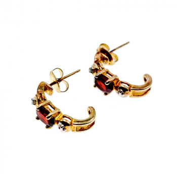 Sky Jewelry Серебряные серьги (позолота) с камнем Альмандин