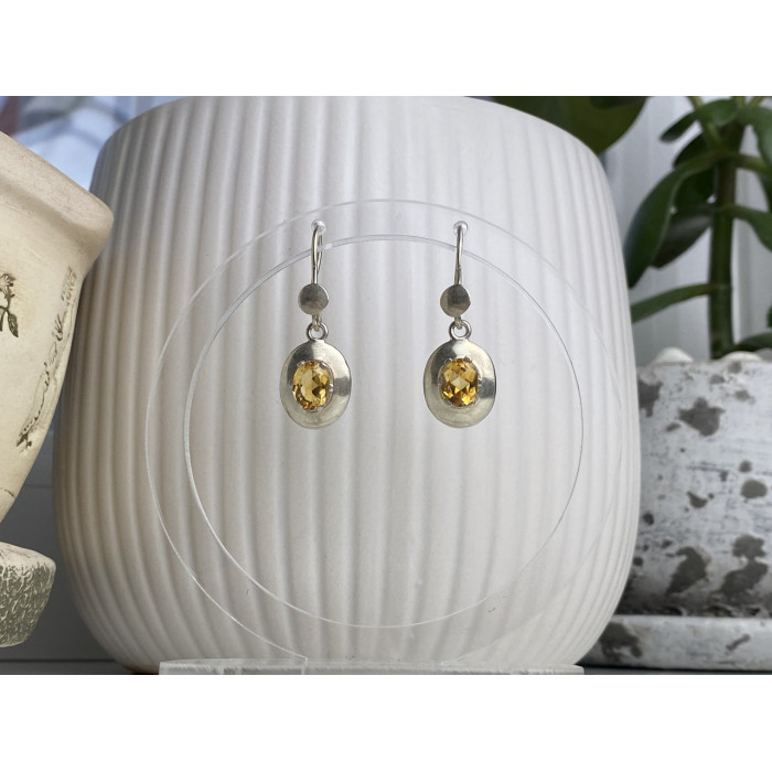 Sky Jewelry Серебряные серьги с желтым турмалином