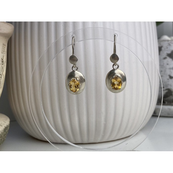 Sky Jewelry Серебряные серьги с желтым турмалином