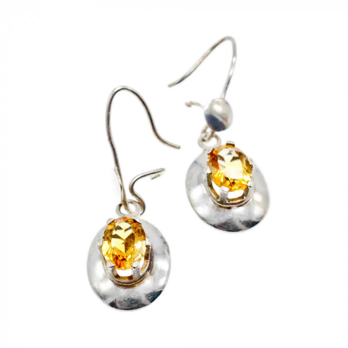 Sky Jewelry Серебряные серьги с желтым турмалином