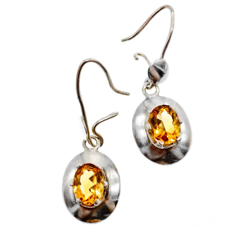 Sky Jewelry Серебряные серьги с желтым турмалином