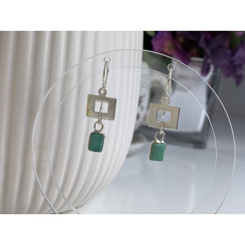 Sky Jewelry Серебряные серьги с малахитом
