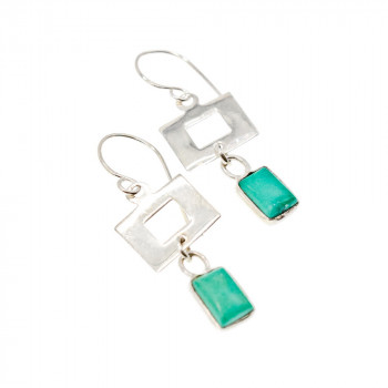 Sky Jewelry Серебряные серьги с малахитом