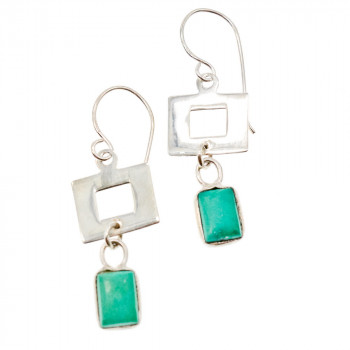 Sky Jewelry Серебряные серьги с малахитом