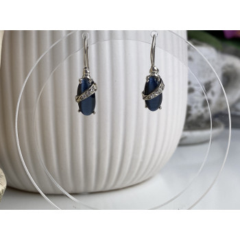 Sky Jewelry Серебряные серьги с ониксом и фианитами