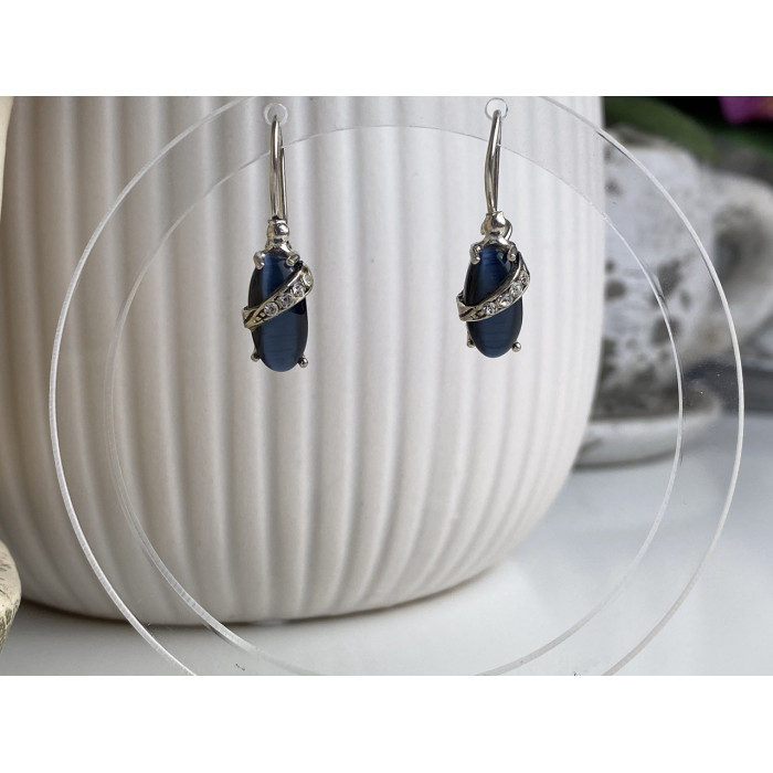 Sky Jewelry Серебряные серьги с ониксом и фианитами