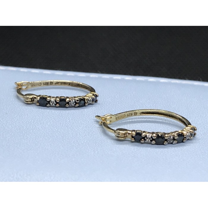 Sky Jewelry Серебряные серьги (позолота) с камнем Шпинель