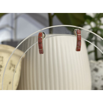 Sky Jewelry Серебряные серьги-гвоздики с красным перламутром