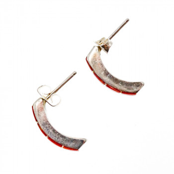 Sky Jewelry Серебряные серьги-гвоздики с красным перламутром