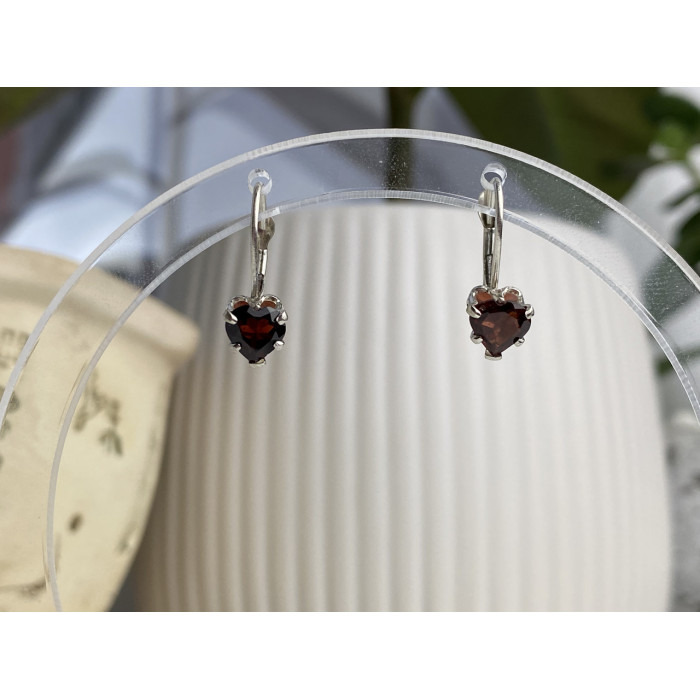 Sky Jewelry Серебряные серьги  со спессартином  Сердце