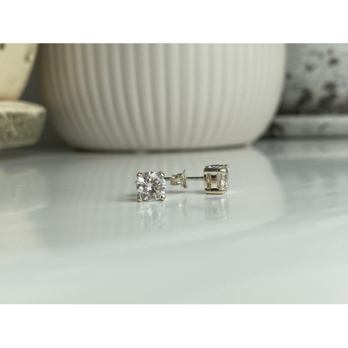 Sky Jewelry Серебряные серьги-гвоздики с фианитами Блеск