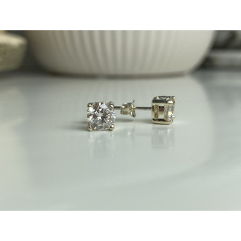 Sky Jewelry Серебряные серьги-гвоздики с фианитами Блеск