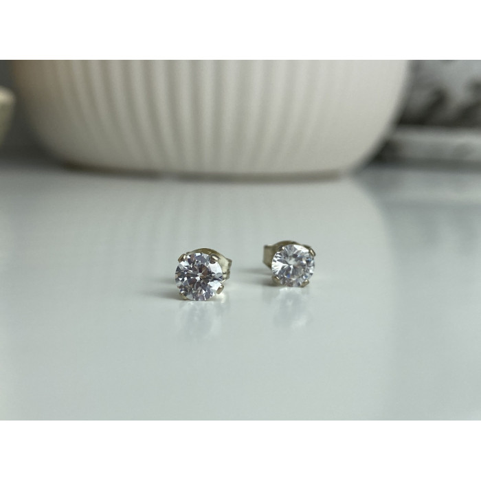 Sky Jewelry Серебряные серьги-гвоздики с фианитами Нежность