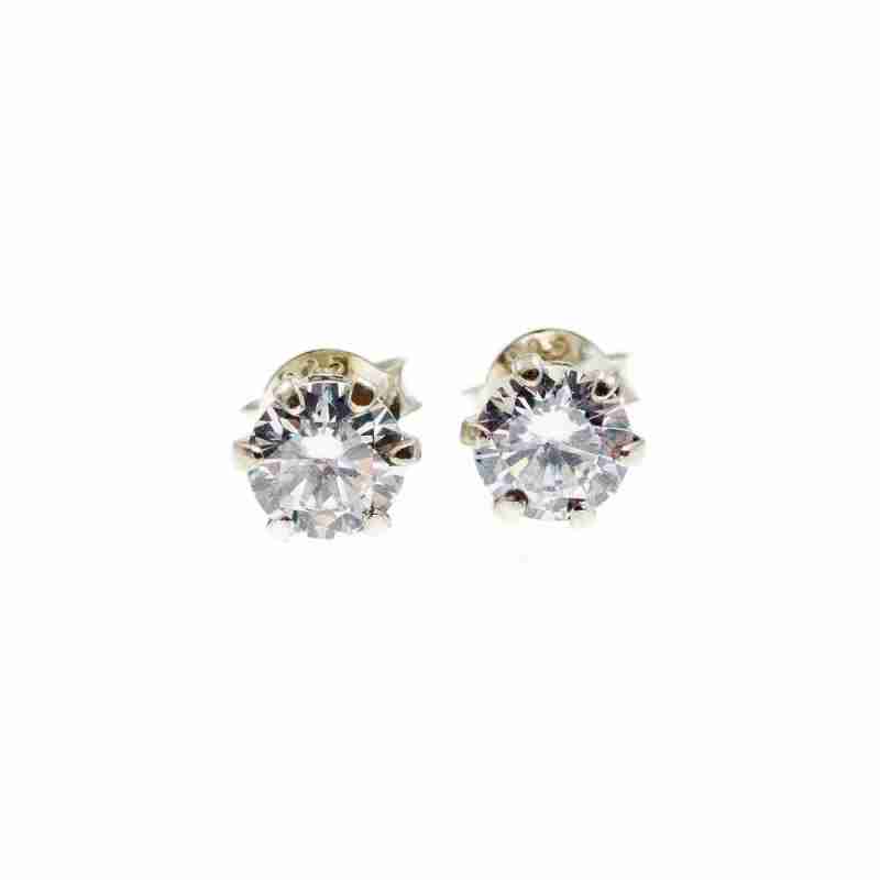 Sky Jewelry Серебряные серьги-гвоздики с фианитами Нежность