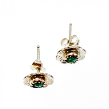 Sky Jewelry Серебряные серьги-гвоздики с малахитом