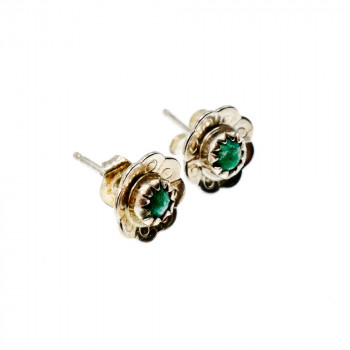 Sky Jewelry Серебряные серьги-гвоздики с малахитом