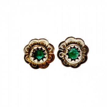 Sky Jewelry Серебряные серьги-гвоздики с малахитом