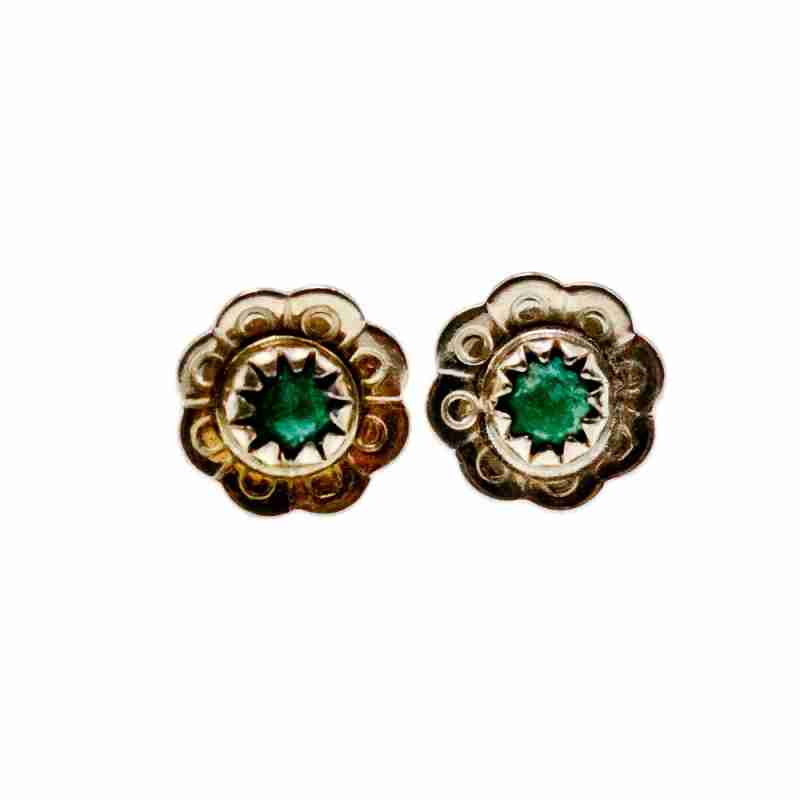 Sky Jewelry Серебряные серьги-гвоздики с малахитом