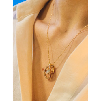 Sky Jewelry Серебряная цепочка с кулоном фианиты Блеск Алмаза