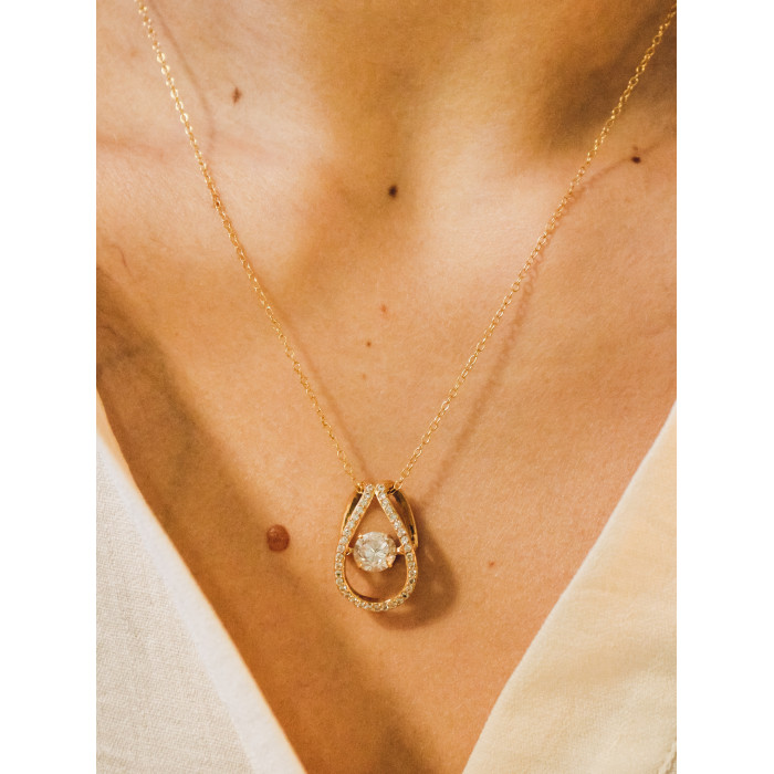 Sky Jewelry Серебряная цепочка с кулоном фианиты Блеск Алмаза