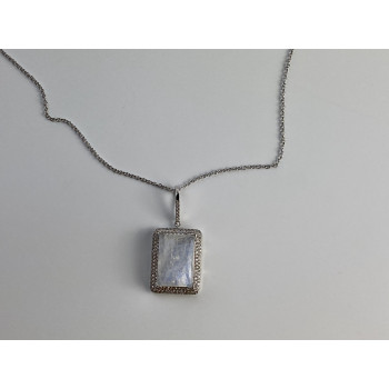 Sky Jewelry Серебряная цепочка с кулоном лунный камень и фианиты