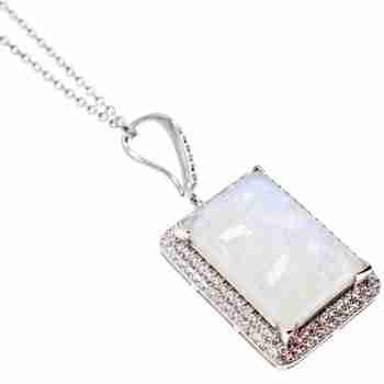 Sky Jewelry Серебряная цепочка с кулоном лунный камень и фианиты